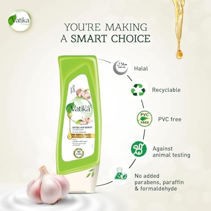 Vatika Naturals Dabur Spanish Garlic Conditioner 400ml | & Herbal | Smoothen Dull, Dry & Frizzy Hair | For Weak, Falling Hair - Image 4